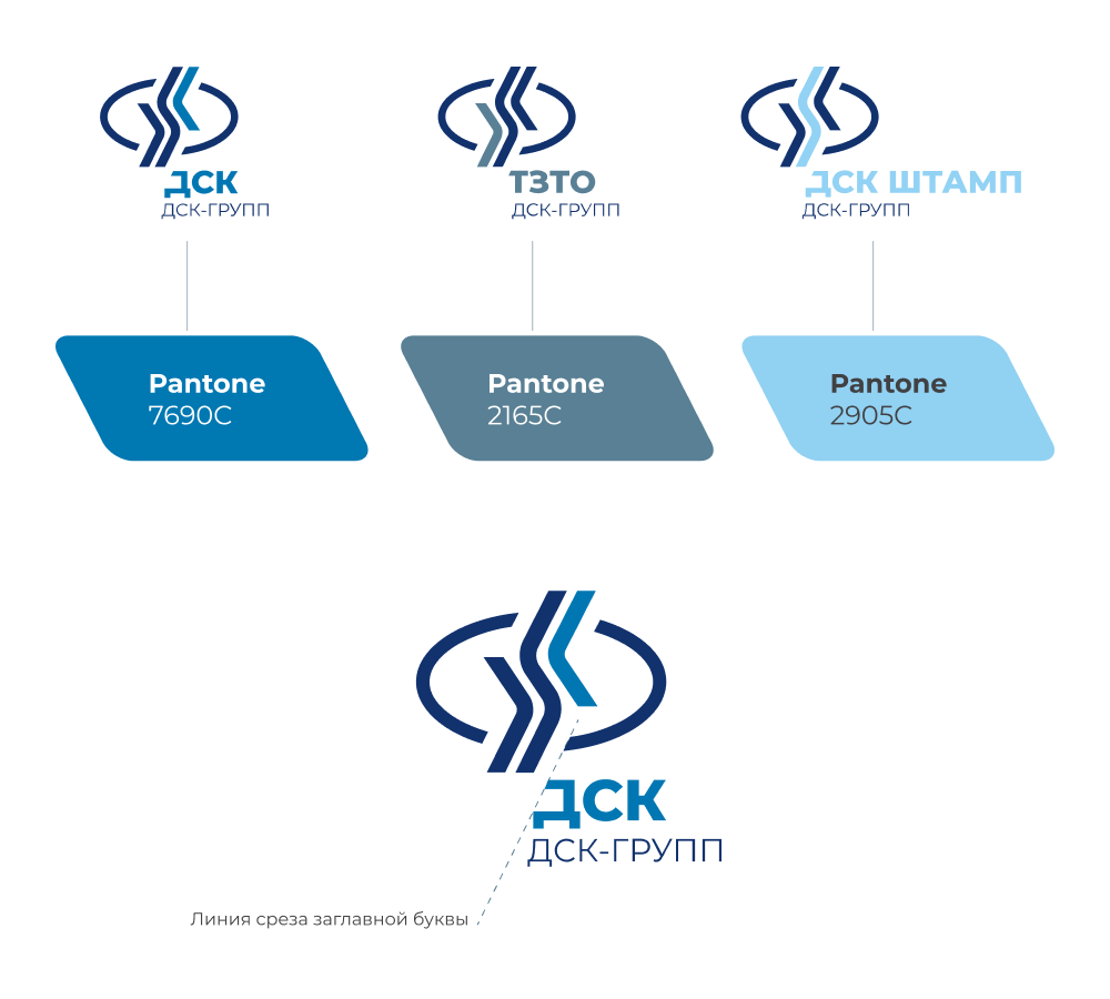 Графическая часть логотипов группы компаний «ДСК-групп»
